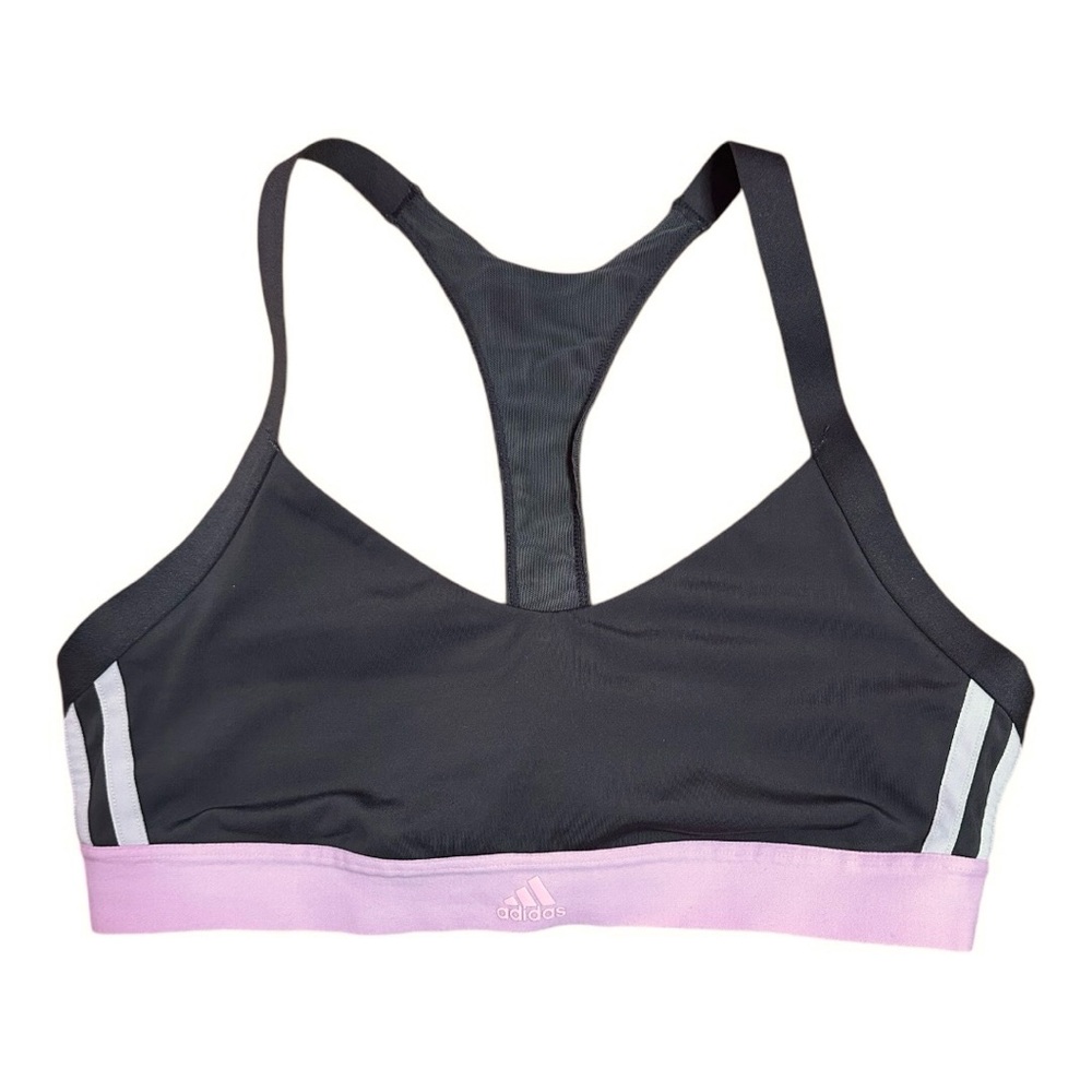adidas pink and gray sports bra